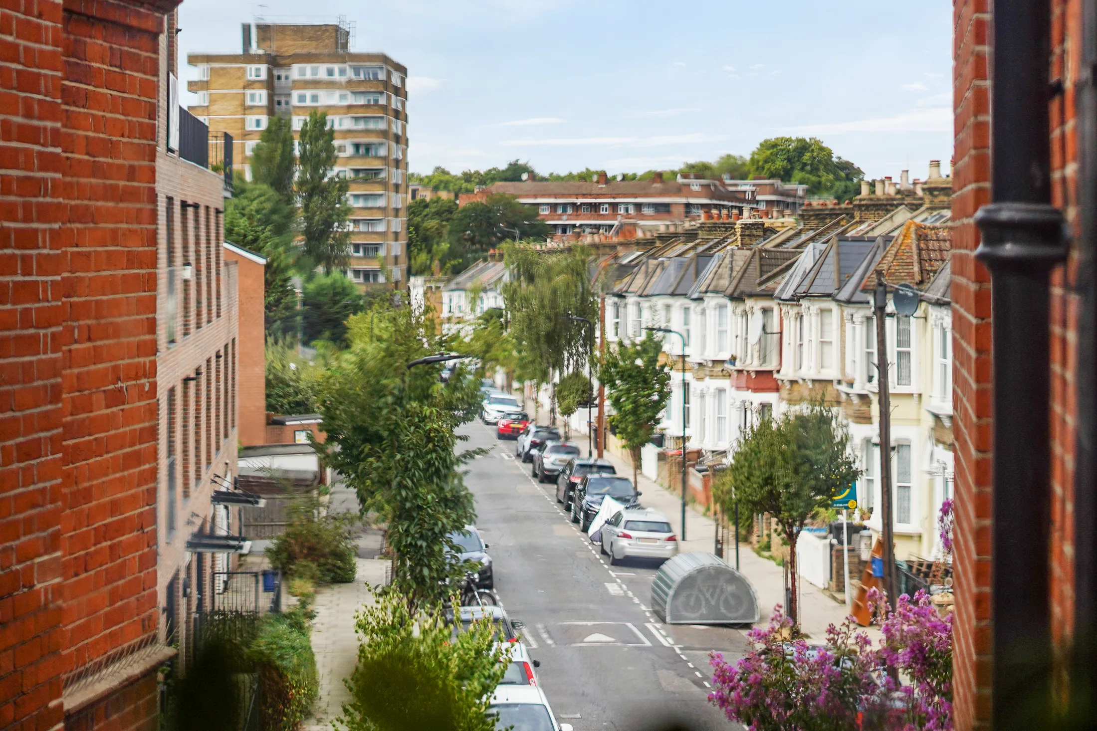 View across surrounding rooftops and the street from the property