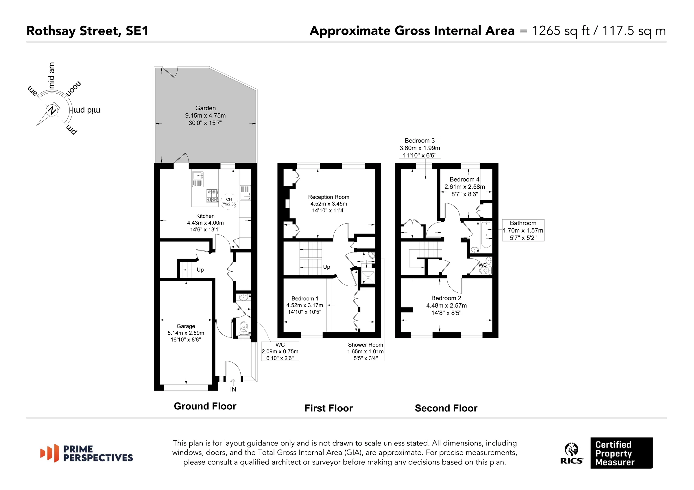 Floor plan of the Rothsay Street house across the ground, first and second floors